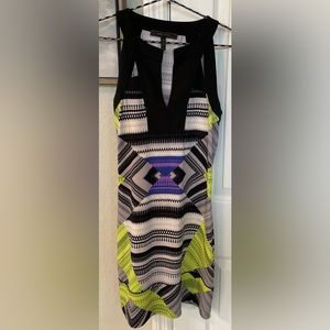 BCBG Max Azaria Women’s Aida Geometric Multicolor Shift Mini Dress-Sz XXS-EUC